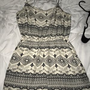 Printed Romper with Cross Back